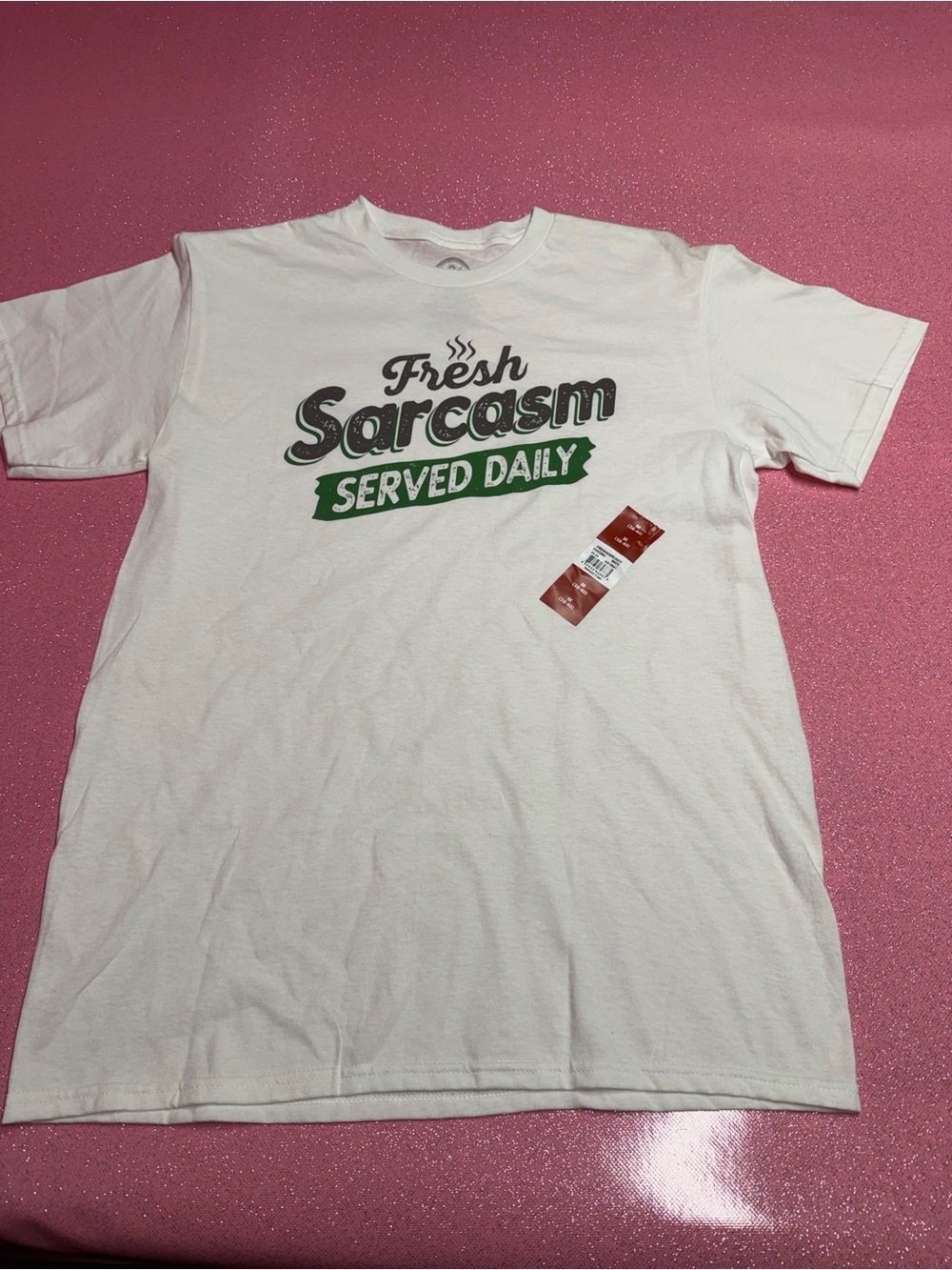 Dominique White Graphic Tee with Green and Black Print